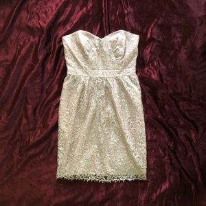 Shoshanna cocktail dress: lace, rose, shimmer: 2